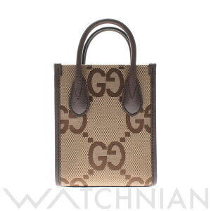 Gucci Jumbo GG Tote Bag Beige Brown Leather Canvas